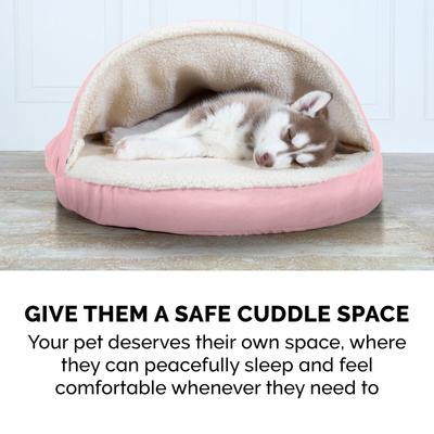 Show full view: FurHaven Faux Sheepskin Snuggery Gel Top Cat & Dog Bed with Removable Cover, Pink, 44-in slide 7 of 10