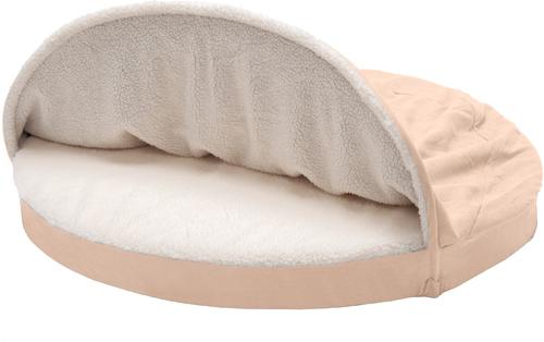Show full view: FurHaven Faux Sheepskin Snuggery Orthopedic Cat & Dog Bed with Removable Cover, Cream, 44-in slide 3 of 11