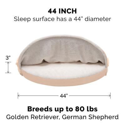 Show full view: FurHaven Faux Sheepskin Snuggery Orthopedic Cat & Dog Bed with Removable Cover, Cream, 44-in slide 5 of 11