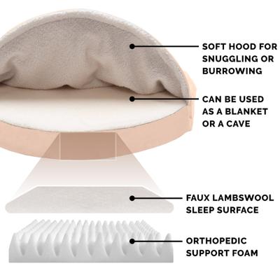 Show full view: FurHaven Faux Sheepskin Snuggery Orthopedic Cat & Dog Bed with Removable Cover, Cream, 44-in slide 6 of 11