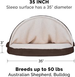 FurHaven Faux Sheepskin Snuggery Orthopedic Cat & Dog Bed with Removable Cover, Espresso, 35-in slide 2 of 9