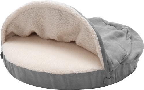 Show full view: FurHaven Faux Sheepskin Snuggery Orthopedic Cat & Dog Bed with Removable Cover, Gray, 26-in slide 3 of 11