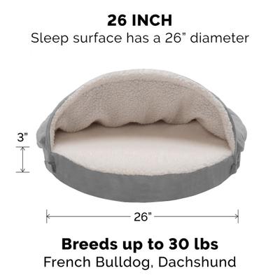 Show full view: FurHaven Faux Sheepskin Snuggery Orthopedic Cat & Dog Bed with Removable Cover, Gray, 26-in slide 5 of 11