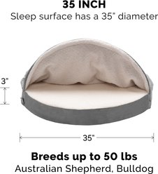 FurHaven Faux Sheepskin Snuggery Orthopedic Cat & Dog Bed with Removable Cover, Gray, 35-in slide 2 of 9