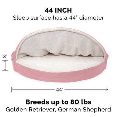 Show full view: FurHaven Faux Sheepskin Snuggery Orthopedic Cat & Dog Bed with Removable Cover, Pink, 44-in slide 5 of 11