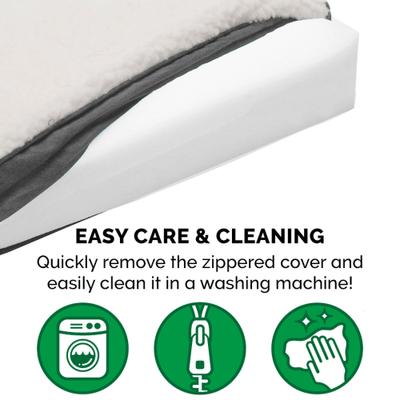 Show full view: FurHaven Faux Sheepskin & Suede Deluxe Orthopedic Cat & Dog Bed with Removable Cover, Gray, Jumbo Plus  slide 8 of 11