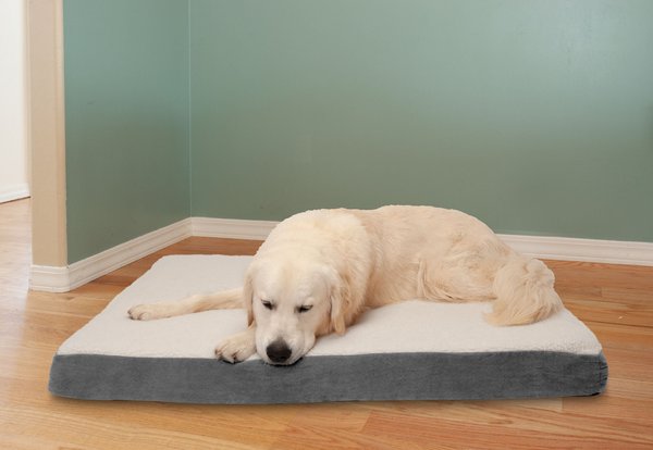 Show full view: FurHaven Faux Sheepskin & Suede Deluxe Orthopedic Cat & Dog Bed with Removable Cover, Gray, Jumbo slide 1 of 11