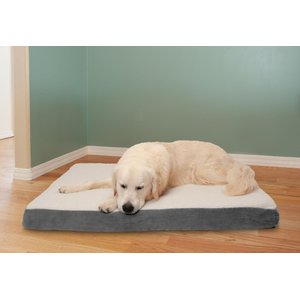 FurHaven Faux Sheepskin & Suede Deluxe Orthopedic Cat & Dog Bed with Removable Cover, Gray, Jumbo