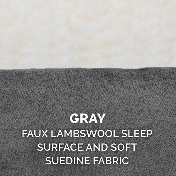 Show full view: FurHaven Faux Sheepskin & Suede Deluxe Orthopedic Cat & Dog Bed with Removable Cover, Gray, Jumbo slide 9 of 11