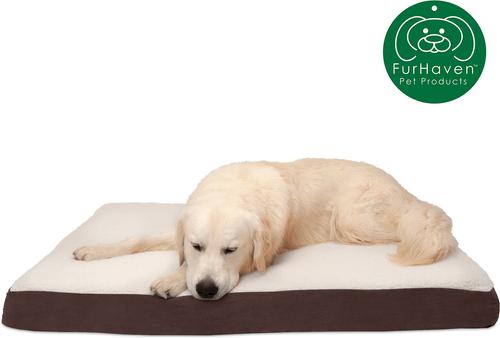 Show full view: FurHaven Faux Sheepskin & Suede Deluxe Orthopedic Cat & Dog Bed with Removable Cover, Jumbo, Espresso slide 4 of 11
