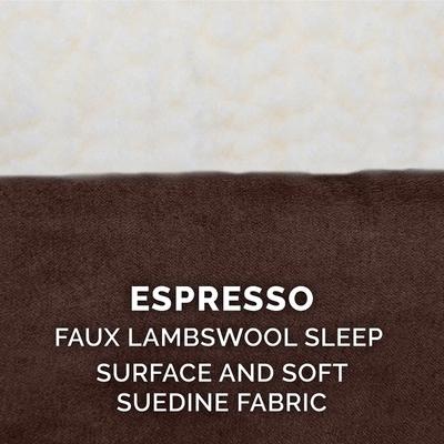 Show full view: FurHaven Faux Sheepskin & Suede Deluxe Orthopedic Cat & Dog Bed with Removable Cover, Jumbo, Espresso slide 9 of 11