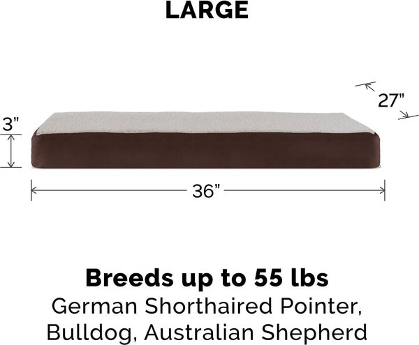 Show full view: FurHaven Faux Sheepskin & Suede Deluxe Orthopedic Cat & Dog Bed with Removable Cover, Large, Espresso slide 5 of 11