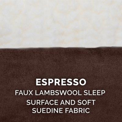 Show full view: FurHaven Faux Sheepskin & Suede Deluxe Orthopedic Cat & Dog Bed with Removable Cover, Large, Espresso slide 9 of 11