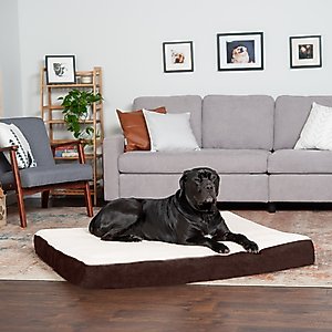 FurHaven Faux Sheepskin & Suede Memory Foam Cat & Dog Bed with Removable Cover, Espresso, Jumbo Plus