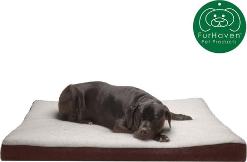 Show full view: FurHaven Faux Sheepskin & Suede Memory Foam Cat & Dog Bed with Removable Cover, Espresso, Jumbo Plus slide 4 of 10