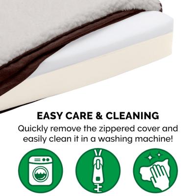 Show full view: FurHaven Faux Sheepskin & Suede Memory Foam Cat & Dog Bed with Removable Cover, Espresso, Jumbo Plus slide 8 of 10