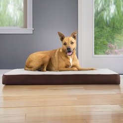 FurHaven Faux Sheepskin & Suede Memory Foam Cat & Dog Bed with Removable Cover, Espresso, Large
