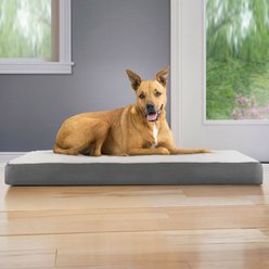 FurHaven Faux Sheepskin & Suede Memory Foam Cat & Dog Bed with Removable Cover, Gray, Large