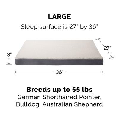 Show full view: FurHaven Faux Sheepskin & Suede Memory Foam Cat & Dog Bed with Removable Cover, Gray, Large slide 6 of 11