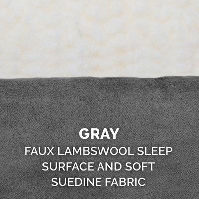 Show full view: FurHaven Faux Sheepskin & Suede Memory Foam Cat & Dog Bed with Removable Cover, Gray, Large slide 10 of 11