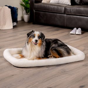 FurHaven Faux Wool Crate Bolster Cat & Dog Bed, Cream, X-Large