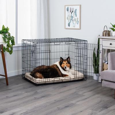 Show full view: FurHaven Faux Wool Crate Bolster Cat & Dog Bed, Cream, X-Large slide 4 of 9