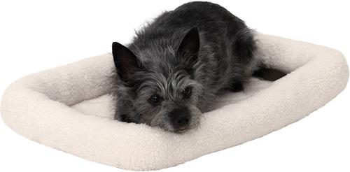 Show full view: FurHaven Faux Wool Crate Bolster Cat & Dog Bed, Cream, X-Small slide 3 of 9