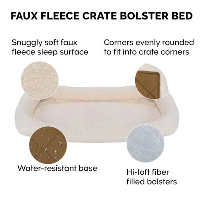 Show full view: FurHaven Faux Wool Crate Bolster Cat & Dog Bed, Cream, X-Small slide 6 of 9