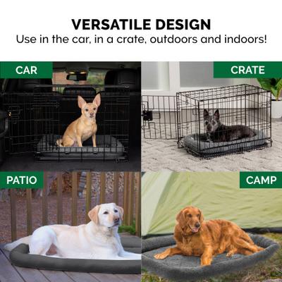 Show full view: FurHaven Faux Wool Crate Bolster Cat & Dog Bed, Gray, Large slide 8 of 9