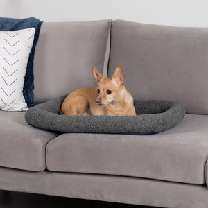 FurHaven Faux Wool Crate Bolster Cat & Dog Bed, Gray, Small