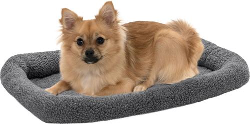 Show full view: FurHaven Faux Wool Crate Bolster Cat & Dog Bed, Gray, Small slide 3 of 9