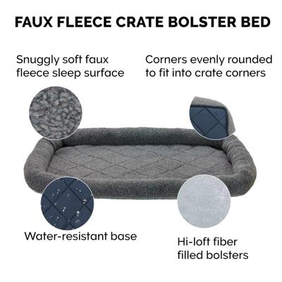 Show full view: FurHaven Faux Wool Crate Bolster Cat & Dog Bed, Gray, Small slide 6 of 9