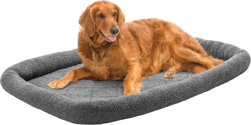 Show full view: FurHaven Faux Wool Crate Bolster Cat & Dog Bed, Gray, X-Large slide 4 of 10