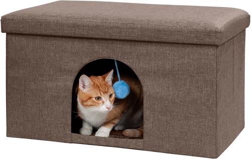 Show full view: FurHaven House Footstool & Ottoman Dog & Cat Bed, Coconut Brown, Large slide 4 of 12