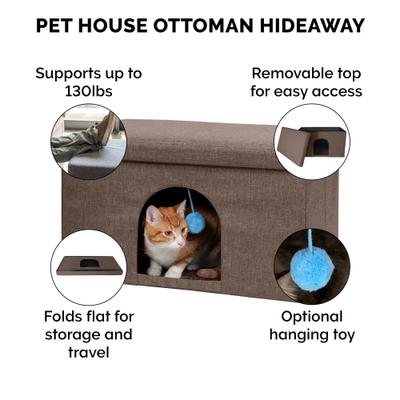Show full view: FurHaven House Footstool & Ottoman Dog & Cat Bed, Coconut Brown, Large slide 6 of 12
