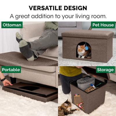 Show full view: FurHaven House Footstool & Ottoman Dog & Cat Bed, Coconut Brown, Large slide 7 of 12