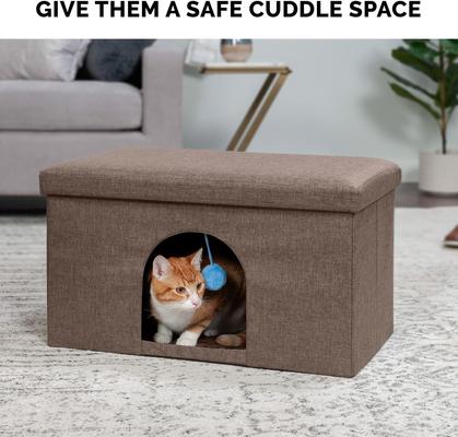 Show full view: FurHaven House Footstool & Ottoman Dog & Cat Bed, Coconut Brown, Large slide 9 of 12