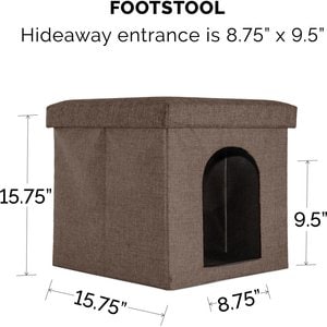 FurHaven House Footstool & Ottoman Dog & Cat Bed, Coconut Brown, Small