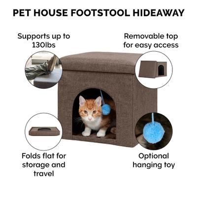 Show full view: FurHaven House Footstool & Ottoman Dog & Cat Bed, Coconut Brown, Small slide 5 of 11