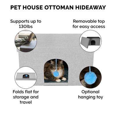 Show full view: FurHaven House Footstool & Ottoman Dog & Cat Bed, Mist Gray, Large slide 6 of 11