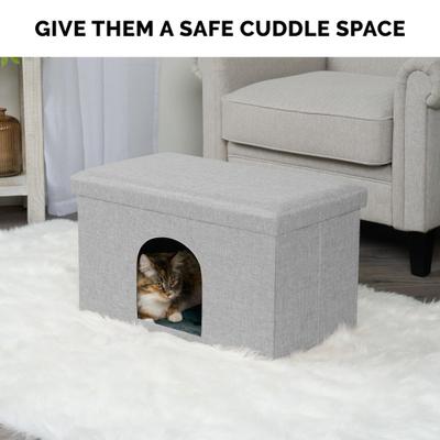 Show full view: FurHaven House Footstool & Ottoman Dog & Cat Bed, Mist Gray, Large slide 5 of 11