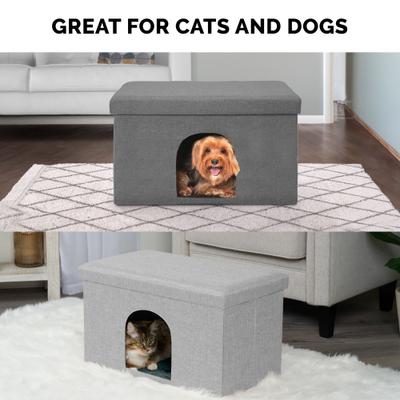 Show full view: FurHaven House Footstool & Ottoman Dog & Cat Bed, Mist Gray, Large slide 4 of 11