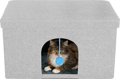 Show full view: FurHaven House Footstool & Ottoman Dog & Cat Bed, Mist Gray, Large slide 2 of 11