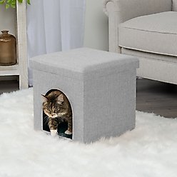FurHaven House Footstool & Ottoman Dog & Cat Bed, Mist Gray, Small