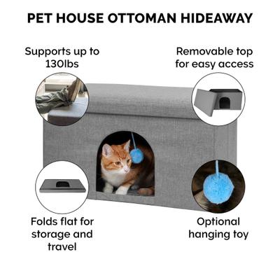 Show full view: FurHaven House Footstool & Ottoman Dog & Cat Bed, Stormy Gray, Large slide 5 of 11