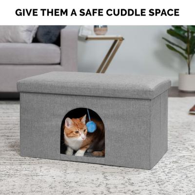 Show full view: FurHaven House Footstool & Ottoman Dog & Cat Bed, Stormy Gray, Large slide 7 of 11