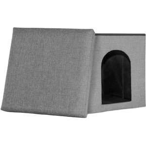 FurHaven House Footstool & Ottoman Dog & Cat Bed, Stormy Gray, Small