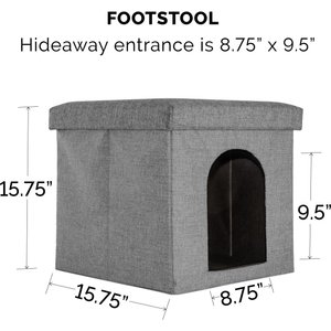 FurHaven House Footstool & Ottoman Dog & Cat Bed, Stormy Gray, Small