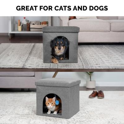 Show full view: FurHaven House Footstool & Ottoman Dog & Cat Bed, Stormy Gray, Small slide 5 of 11