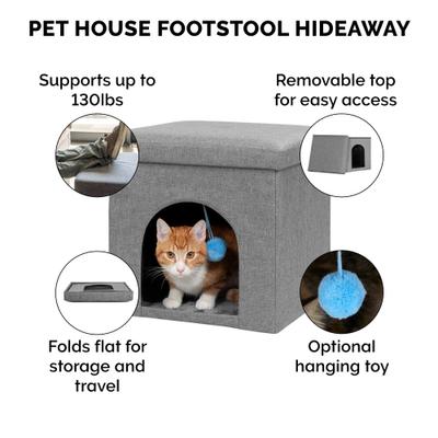 Show full view: FurHaven House Footstool & Ottoman Dog & Cat Bed, Stormy Gray, Small slide 7 of 11